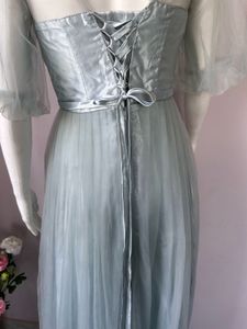 Soft tulle dusty blue gown