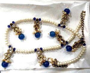 Pearl &amp; Blue Stone Necklace