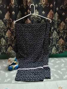 Black Printed suit Set with white lace design.