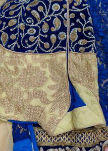 Blue &amp; Gold Embroidered Fabric