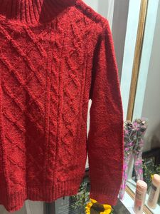 Red Knit Pullover Sweater