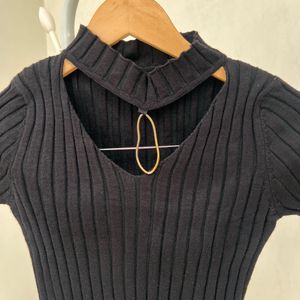 Cutout Ribbed Knit Top