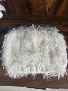 Fluffy White Feather Crop Top