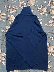 WROGN Men Navy Blue Slim Fit Turtle Neck Pullover