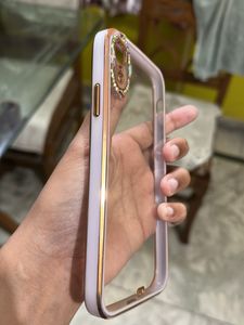 iPhone XR Clear Glass Cover With Stones And Purple Sides
