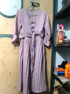 Lavender Colour Tie-Front Dress