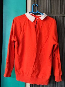 Orange Graphic Print Sweatshirt