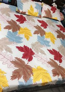 Multi Leaf Printed 5 Feet Bedsheet Set
