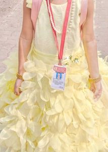 Yellow Ruffle Gown For Kids