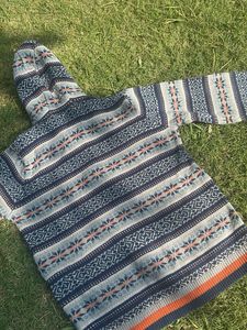 knitted Patterned Zip-Up Hoodie