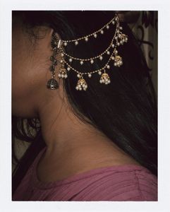 Sanjog Gold Plated Pearls Layered Ear Chain Mattil