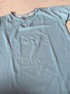 Casual Blue V-Neck Top