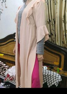 Peach Ruffle Detail Shrug