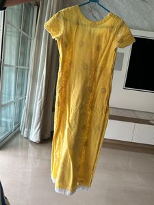 Reduced  price Yellow Chickenkari Kurta