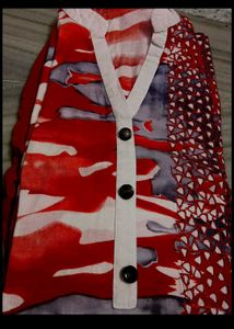 Red & White Printed Kurti Set