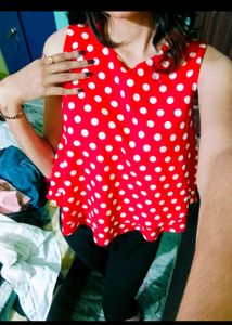 Red Polka Dot Sleeveless Top