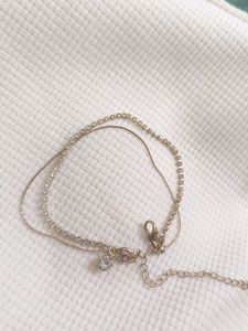 Delicate Double Layered Rhinestone Anklet