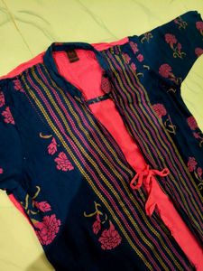 ✨ Floral Printed Long Kurti / Shrug Style Dress ✨