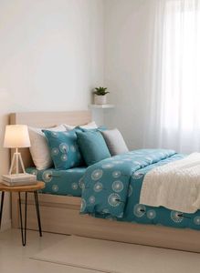 Teal Dandelion Print Bedsheet Set