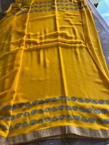 Elegant Yellow Floral Saree with blouse
