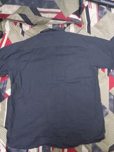Navy Blue Short Sleeve Button-Down Shirt