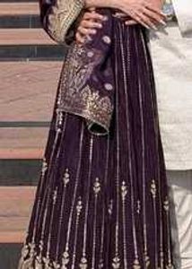 Purple &amp; Gold Embroidered Lehenga Choli Set