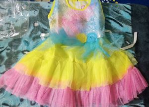 Rainbow Tie-Dye Dress with Flower Detail