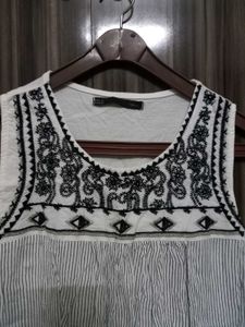 Striped Embroidered Top