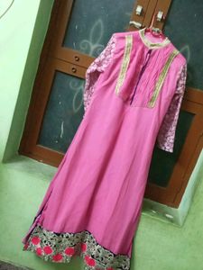 Beautiful Pink Long Kurti Size L