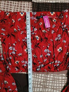 Red Printed Off Shoulder Top For Women
