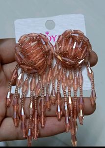 Price Drop! Peach Colour Crystal Earrings
