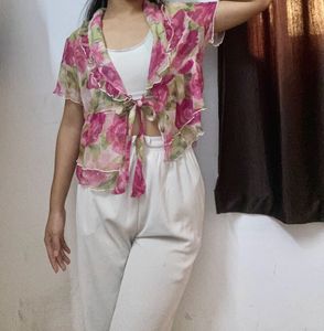 Floral Tie-Front Top
