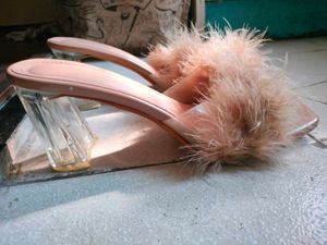 Nude Transparent Block Heel For Women