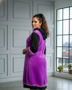 Purple Faux Fur Hoodie Dress