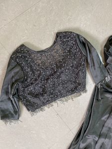 Elegant Grey Drape Lehenga with Blouse