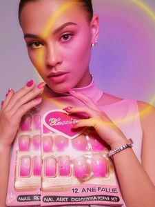 Pink Glitter Press-On Nails