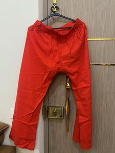 Yellow Printed Kurta And Red Pallazzo