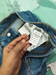 Blue Ribbed Denim Jeans