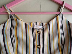 Striped Tie-Front Crop Top