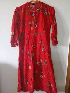 Red Floral Midi Dress