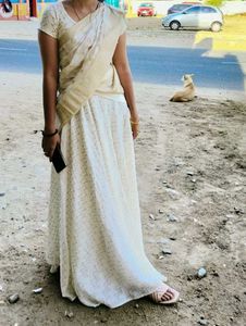 Elegant Kerala White Half Saree