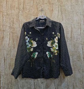 ZARA Polka Dot Floral Shirt | Worn Once | Size M (