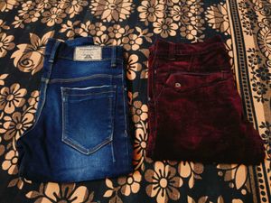 Stylish Patchwork combo Jeans and quateriz pant