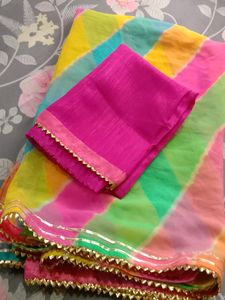 Laheriya Saree With Blouse Attached (Women&#39;s)
