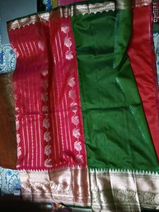 BrandNewElegant RedSilkSaree - With Unstiched Blou