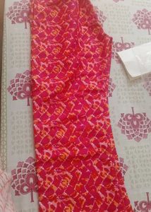 Pink Zig-Zag Print Kurti Pant Set