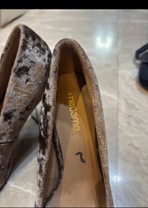Velvet Rose Gold Block Madame Heels