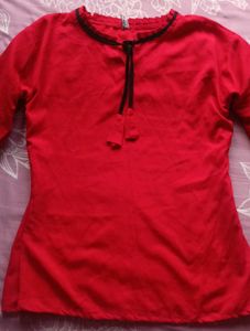 Red Ethnic Tunic Top