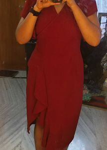 Maroon Ruffle Dress
