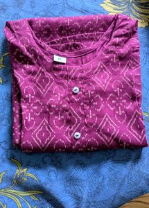 Burgundy Print A-Line Kurti